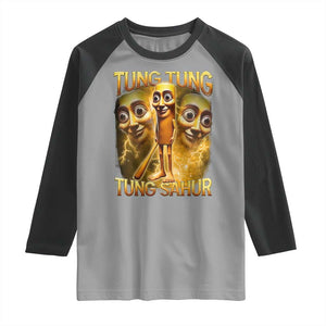Funny Italian Brainrot Tung Tung Tung Sahur Raglan Shirt Gen Z Meme TS11 Sport Gray Black Print Your Wear