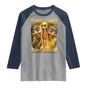 Funny Italian Brainrot Tung Tung Tung Sahur Raglan Shirt Gen Z Meme TS11 Sport Gray Navy Print Your Wear