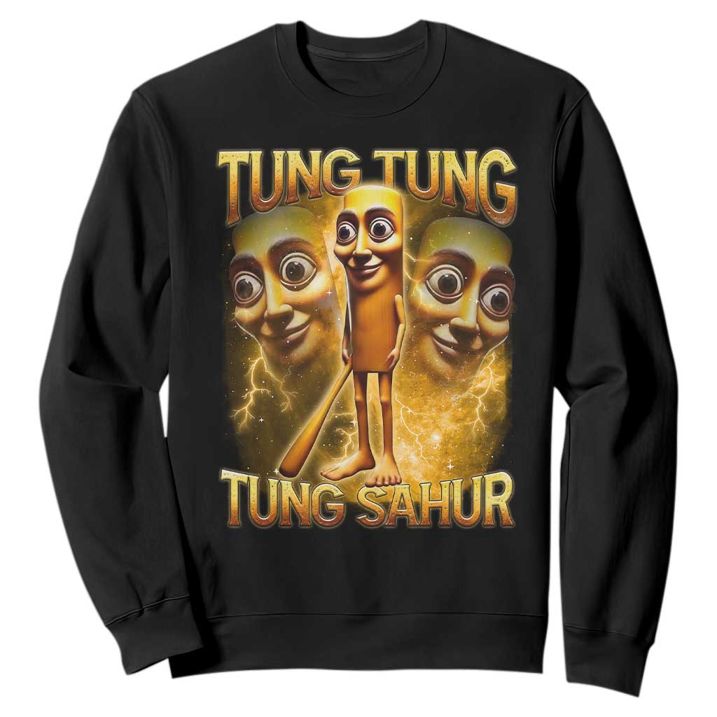 Funny Italian Brainrot Tung Tung Tung Sahur Sweatshirt Gen Z Meme TS11 Black Print Your Wear
