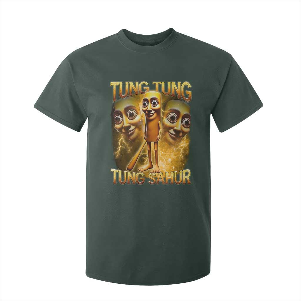 Funny Italian Brainrot Tung Tung Tung Sahur T Shirt For Kid Gen Z Meme TS11 Dark Forest Green Print Your Wear