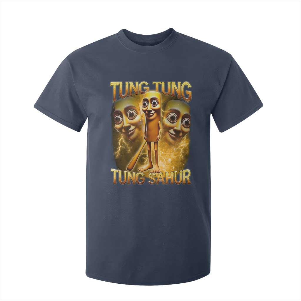Funny Italian Brainrot Tung Tung Tung Sahur T Shirt For Kid Gen Z Meme TS11 Navy Print Your Wear