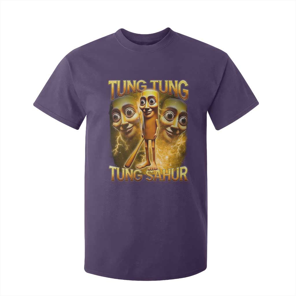 Funny Italian Brainrot Tung Tung Tung Sahur T Shirt For Kid Gen Z Meme TS11 Purple Print Your Wear