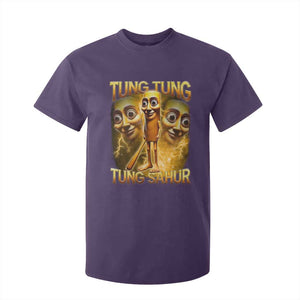 Funny Italian Brainrot Tung Tung Tung Sahur T Shirt For Kid Gen Z Meme TS11 Purple Print Your Wear