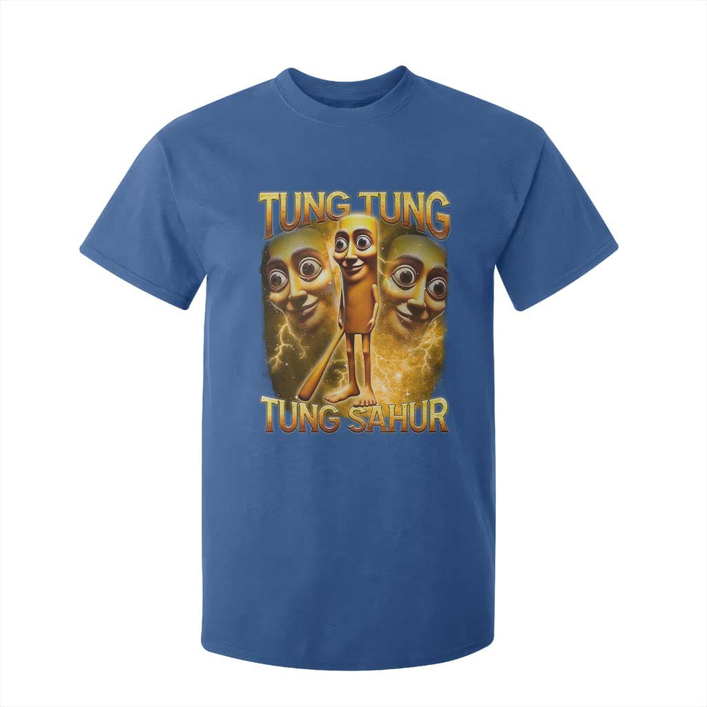 Funny Italian Brainrot Tung Tung Tung Sahur T Shirt For Kid Gen Z Meme TS11 Royal Blue Print Your Wear