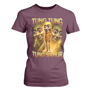 Funny Italian Brainrot Tung Tung Tung Sahur T Shirt For Women Gen Z Meme TS11 Maroon Print Your Wear