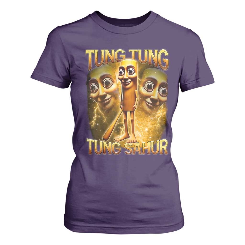 Funny Italian Brainrot Tung Tung Tung Sahur T Shirt For Women Gen Z Meme TS11 Purple Print Your Wear