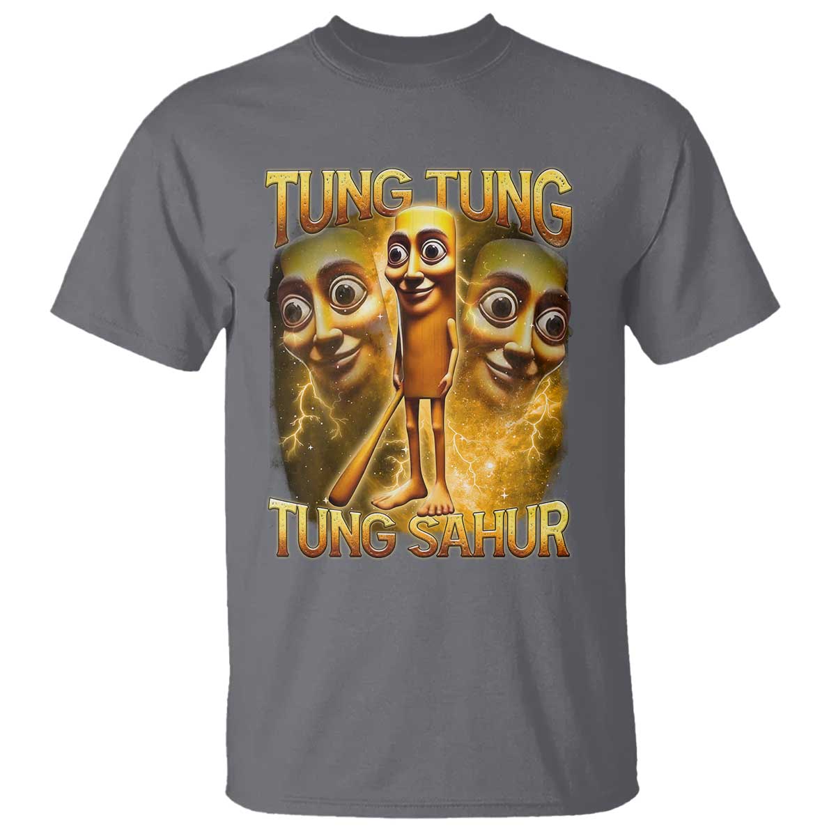 Funny Italian Brainrot Tung Tung Tung Sahur T Shirt Gen Z Meme TS11 Charcoal Print Your Wear