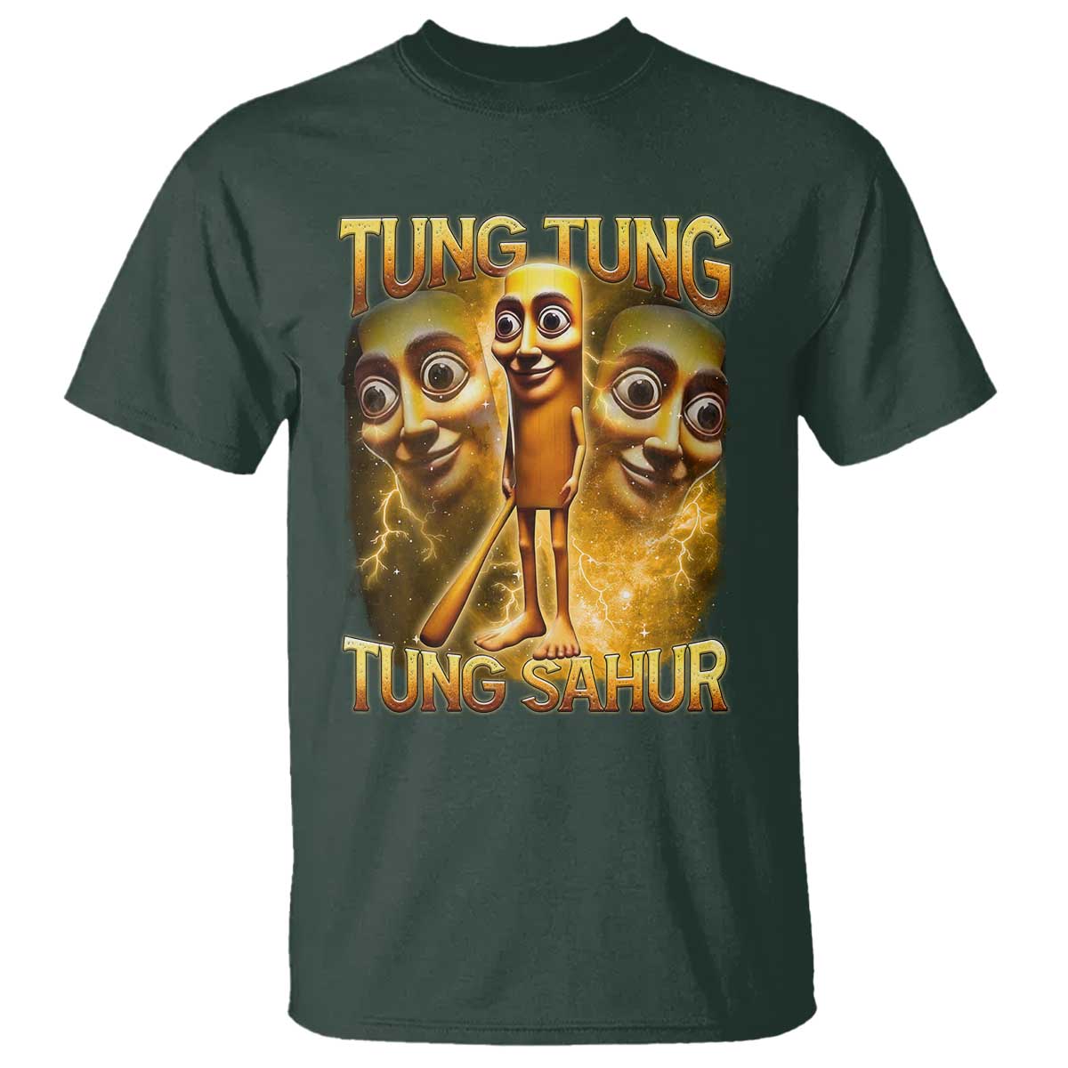 Funny Italian Brainrot Tung Tung Tung Sahur T Shirt Gen Z Meme TS11 Dark Forest Green Print Your Wear