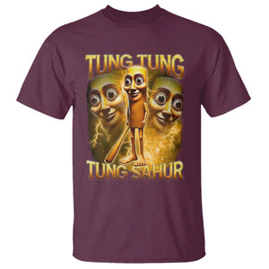 Funny Italian Brainrot Tung Tung Tung Sahur T Shirt Gen Z Meme TS11 Maroon Print Your Wear