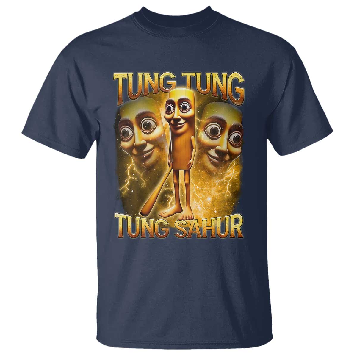 Funny Italian Brainrot Tung Tung Tung Sahur T Shirt Gen Z Meme TS11 Navy Print Your Wear