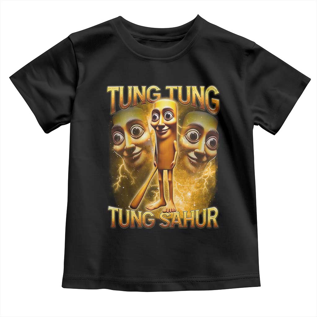 Funny Italian Brainrot Tung Tung Tung Sahur Toddler T Shirt Gen Z Meme TS11 Black Print Your Wear