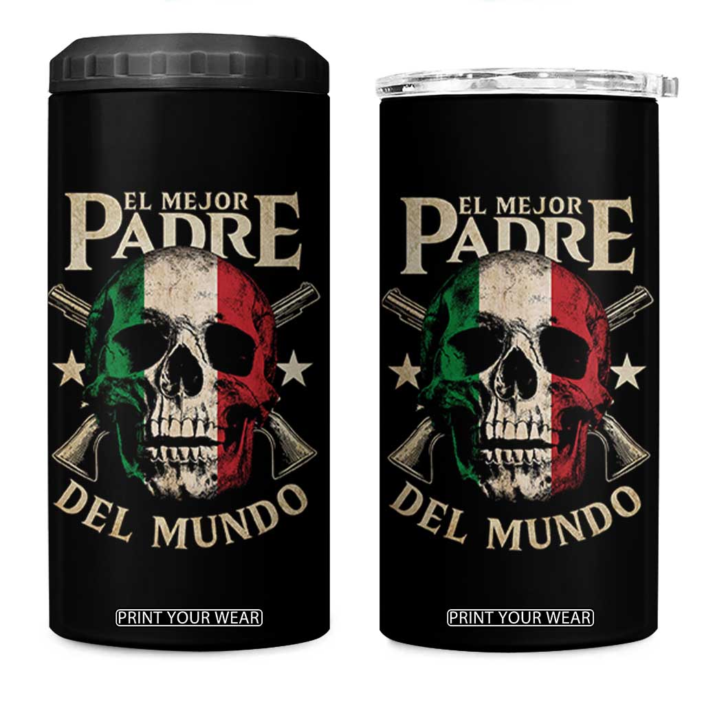 Funny Italian Dad 4 in 1 Can Cooler Tumbler El Mejor Padre Del Mundo Skull Fathers Day TS11 One Size: 16 oz Black Print Your Wear