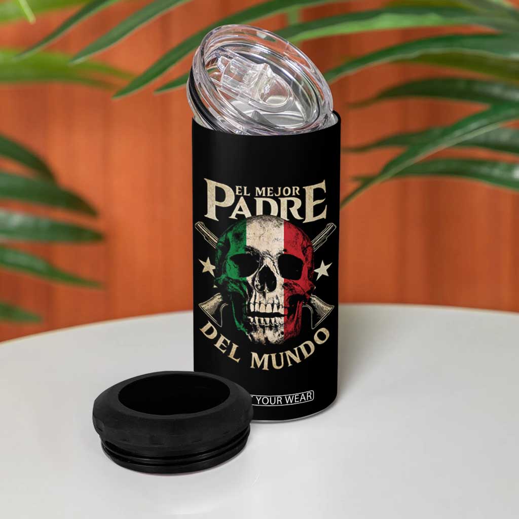 Funny Italian Dad 4 in 1 Can Cooler Tumbler El Mejor Padre Del Mundo Skull Fathers Day TS11 Print Your Wear