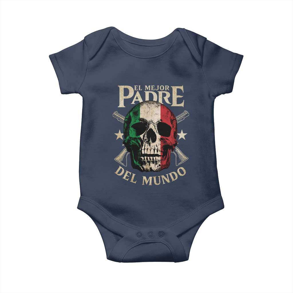 Funny Italian Dad Baby Onesie El Mejor Padre Del Mundo Skull Father's Day TS11 Navy Print Your Wear