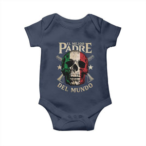 Funny Italian Dad Baby Onesie El Mejor Padre Del Mundo Skull Father's Day TS11 Navy Print Your Wear