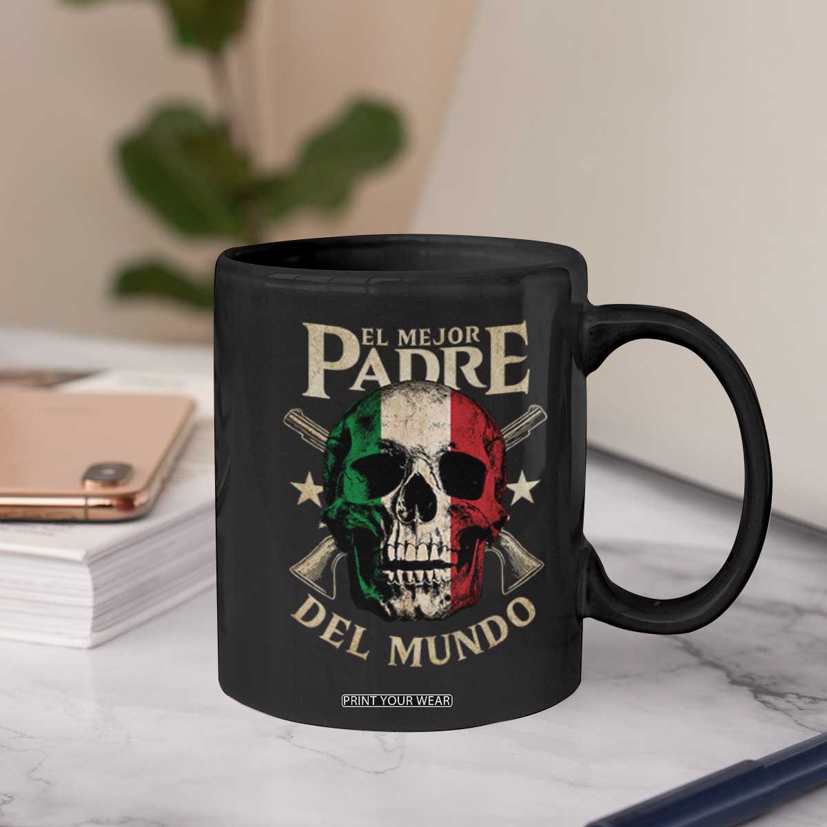 Funny Italian Dad Coffee Mug El Mejor Padre Del Mundo Skull Fathers Day TS11 Print Your Wear