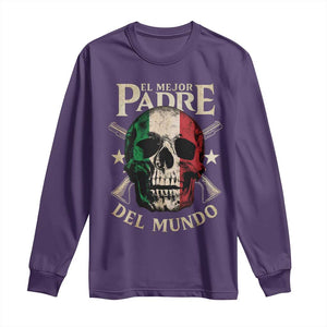Funny Italian Dad Long Sleeve Shirt El Mejor Padre Del Mundo Skull Fathers Day TS11 Purple Print Your Wear