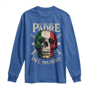 Funny Italian Dad Long Sleeve Shirt El Mejor Padre Del Mundo Skull Fathers Day TS11 Royal Blue Print Your Wear