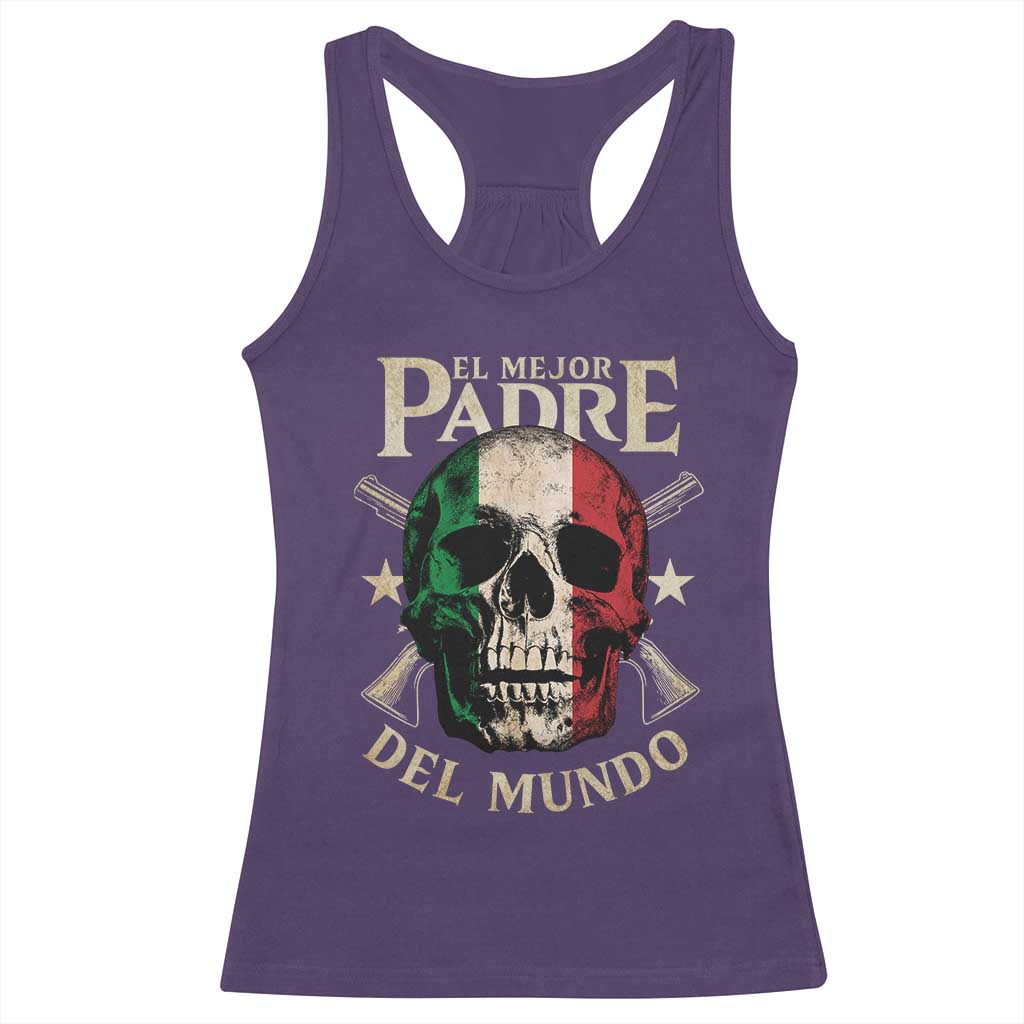Funny Italian Dad Racerback Tank Top El Mejor Padre Del Mundo Skull Father's Day TS11 Purple Print Your Wear