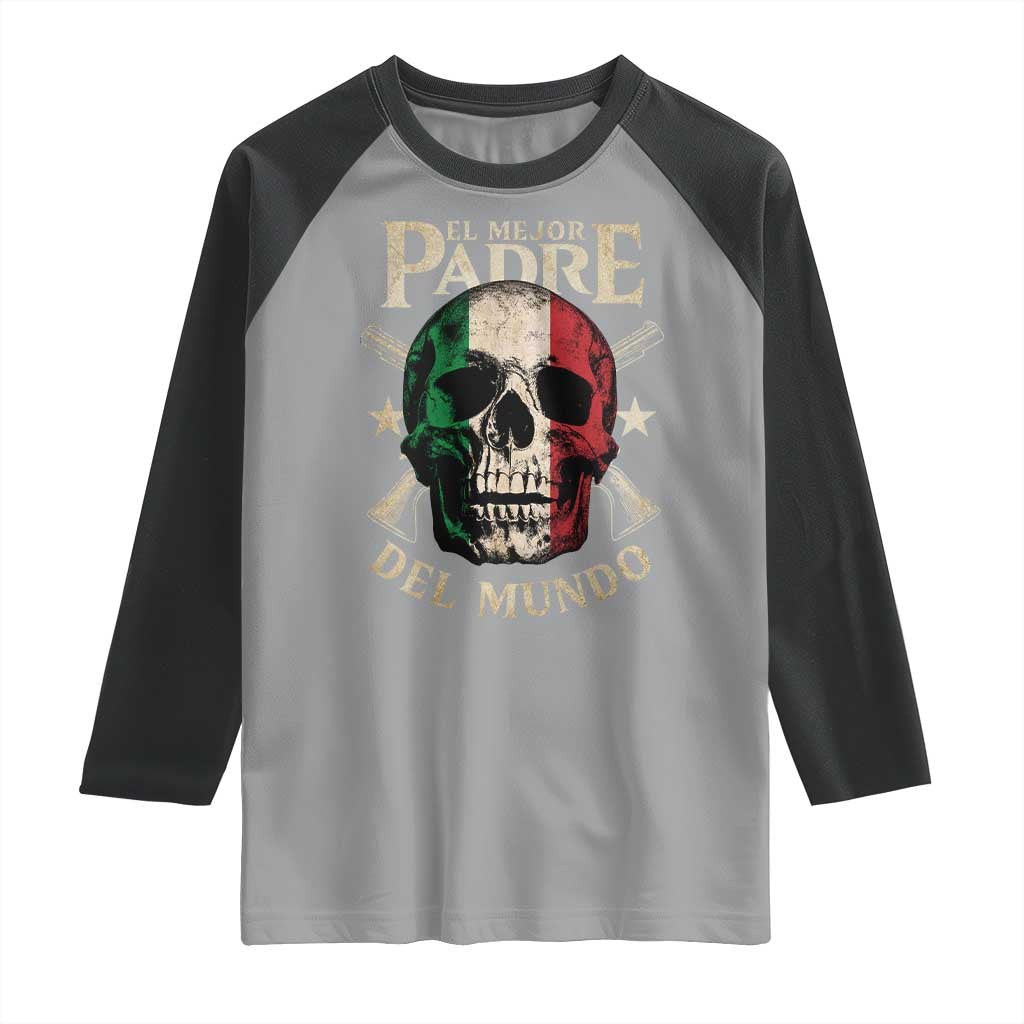 Funny Italian Dad Raglan Shirt El Mejor Padre Del Mundo Skull Father's Day TS11 Sport Gray Black Print Your Wear