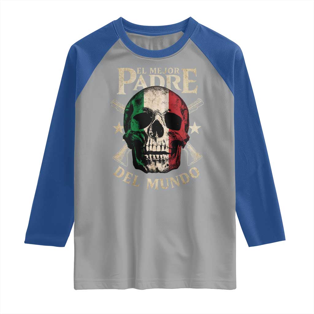 Funny Italian Dad Raglan Shirt El Mejor Padre Del Mundo Skull Father's Day TS11 Sport Gray Royal Print Your Wear