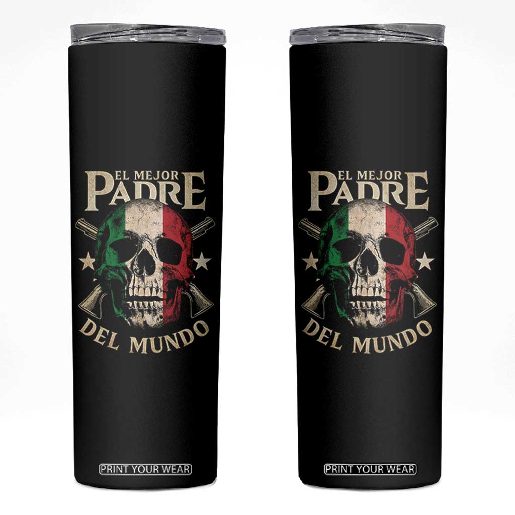 Funny Italian Dad Skinny Tumbler El Mejor Padre Del Mundo Skull Fathers Day TS11 Black Print Your Wear