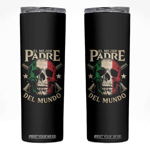 Funny Italian Dad Skinny Tumbler El Mejor Padre Del Mundo Skull Fathers Day TS11 Black Print Your Wear