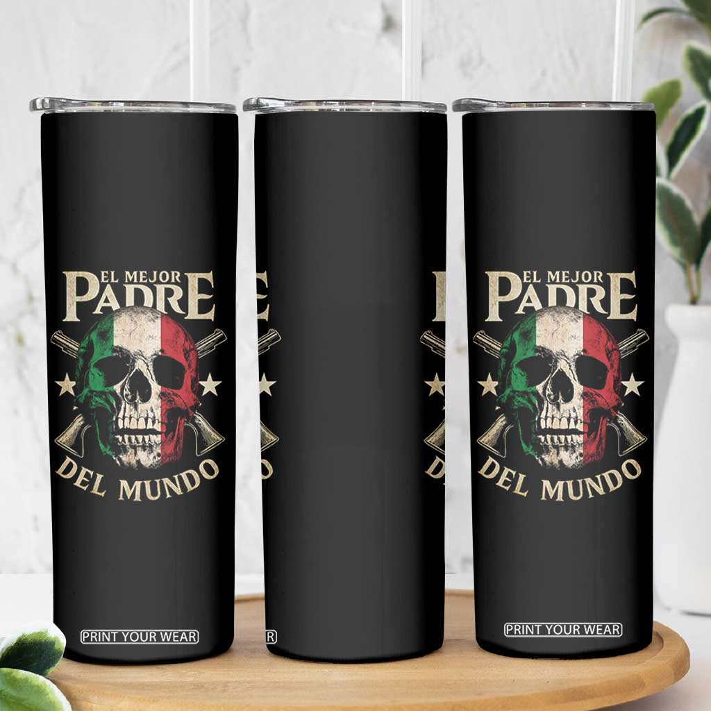 Funny Italian Dad Skinny Tumbler El Mejor Padre Del Mundo Skull Fathers Day TS11 Print Your Wear