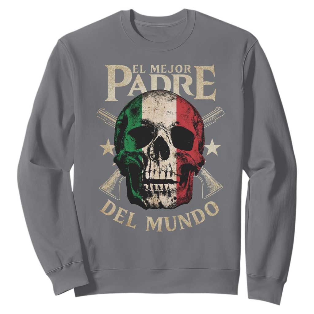 Funny Italian Dad Sweatshirt El Mejor Padre Del Mundo Skull Fathers Day TS11 Charcoal Print Your Wear