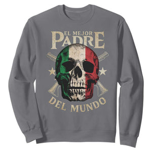 Funny Italian Dad Sweatshirt El Mejor Padre Del Mundo Skull Fathers Day TS11 Charcoal Print Your Wear