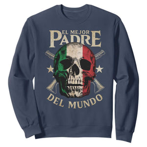 Funny Italian Dad Sweatshirt El Mejor Padre Del Mundo Skull Fathers Day TS11 Navy Print Your Wear