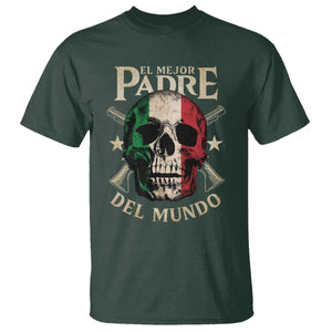 Funny Italian Dad T Shirt El Mejor Padre Del Mundo Skull Fathers Day TS11 Dark Forest Green Print Your Wear