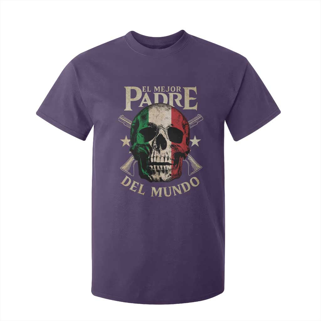 Funny Italian Dad T Shirt For Kid El Mejor Padre Del Mundo Skull Fathers Day TS11 Purple Print Your Wear