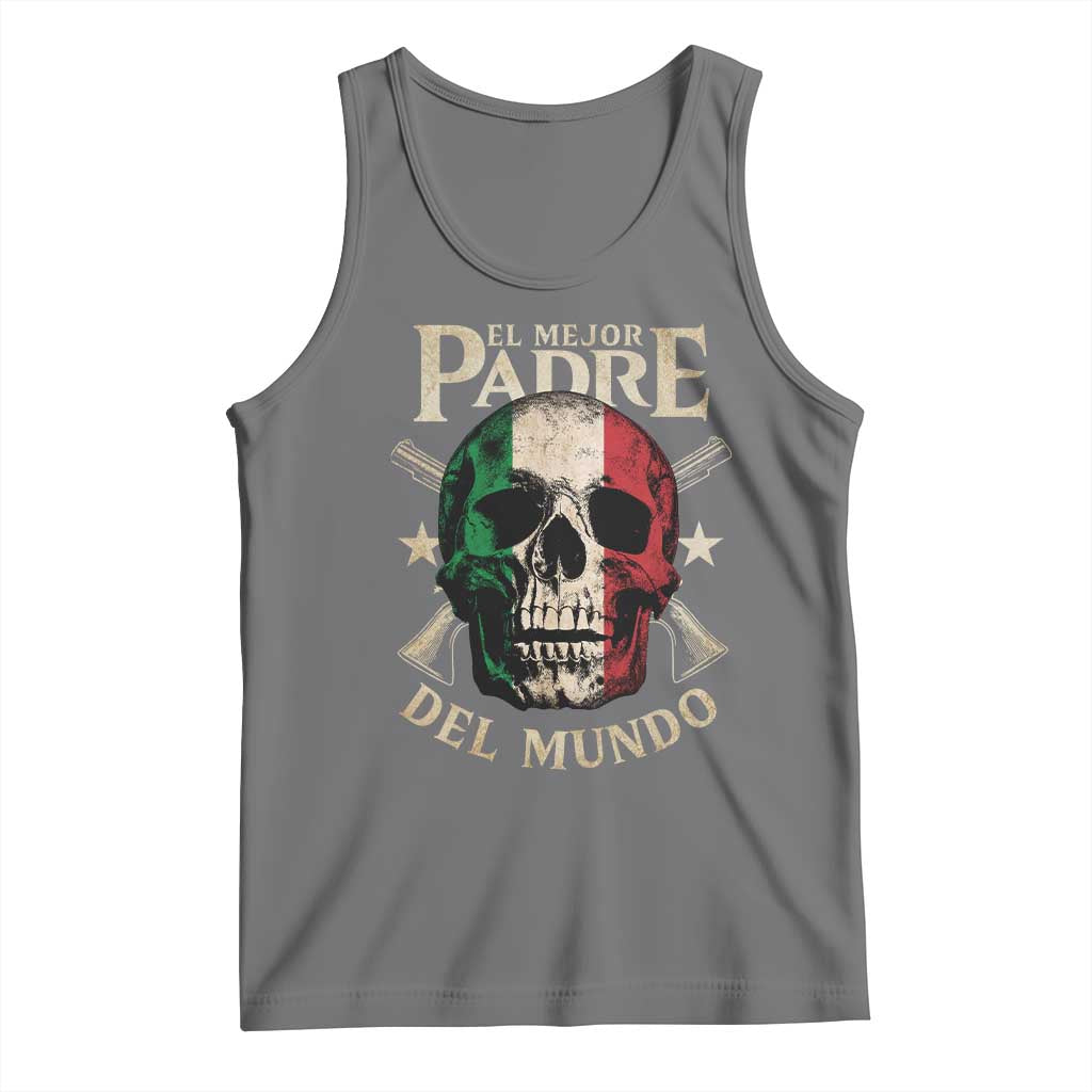 Funny Italian Dad Tank Top El Mejor Padre Del Mundo Skull Father's Day TS11 Black Heather Print Your Wear