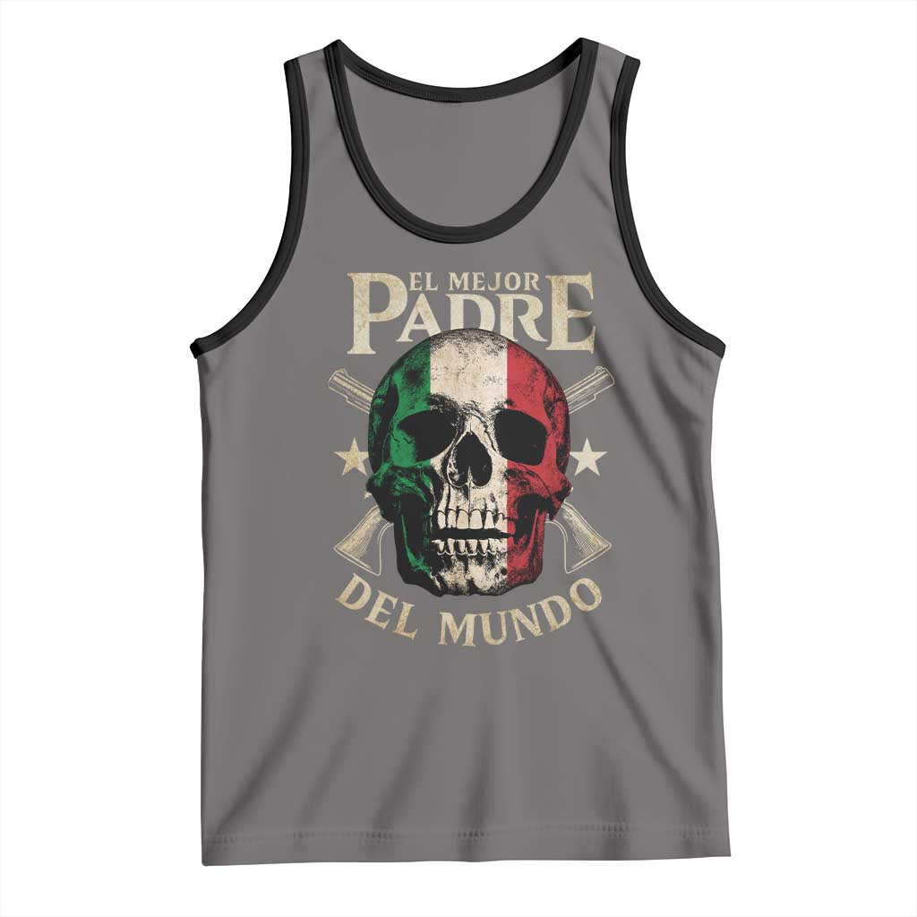 Funny Italian Dad Tank Top El Mejor Padre Del Mundo Skull Father's Day TS11 Deep Heather Black Print Your Wear