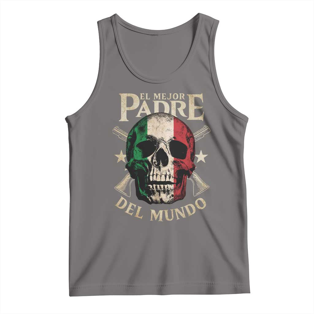 Funny Italian Dad Tank Top El Mejor Padre Del Mundo Skull Father's Day TS11 Deep Heather Print Your Wear