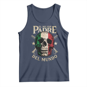 Funny Italian Dad Tank Top El Mejor Padre Del Mundo Skull Father's Day TS11 Navy Print Your Wear