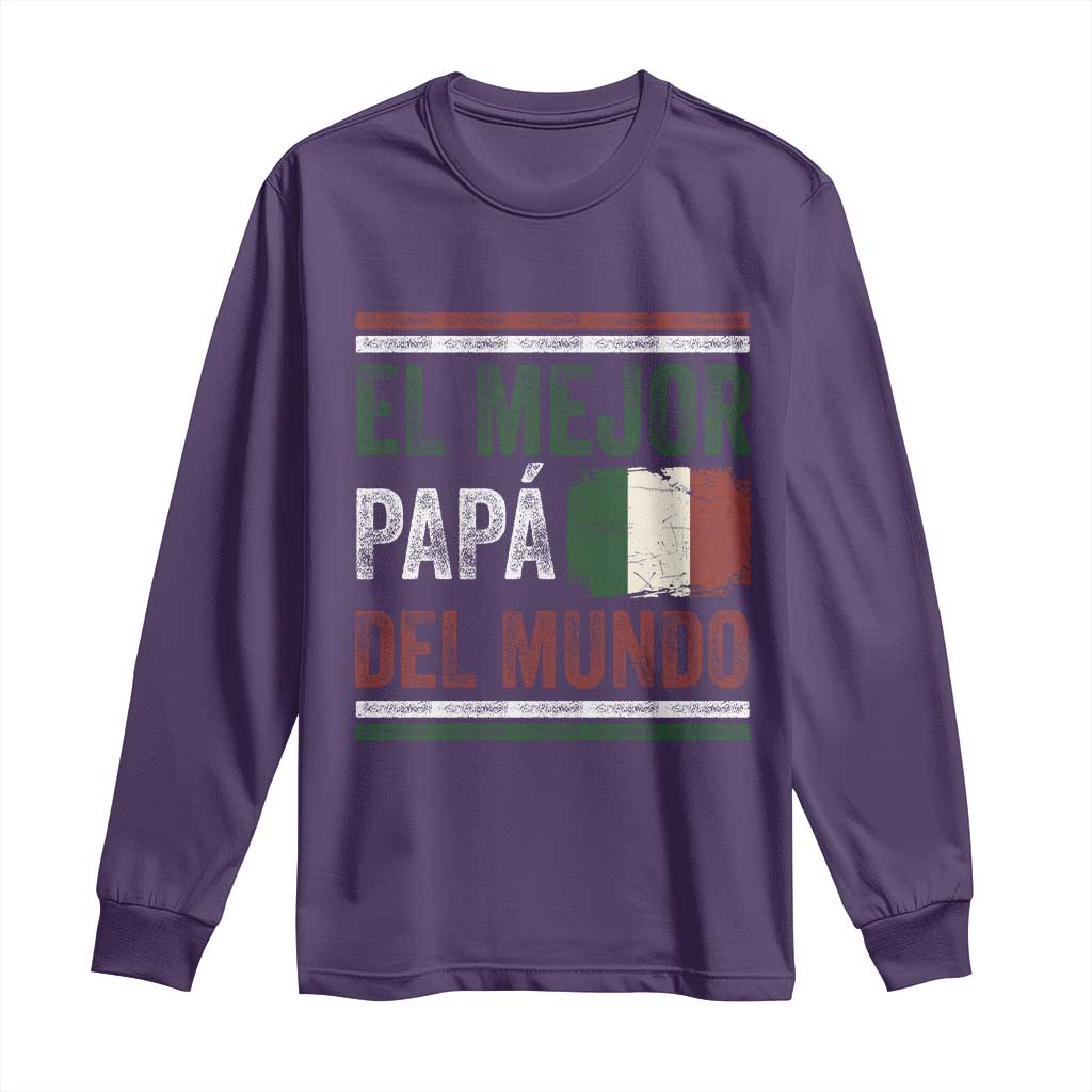 Funny Italian Dad The Best Father Of The World Long Sleeve Shirt El Mejor Papa Del Mundo TS11 Purple Print Your Wear