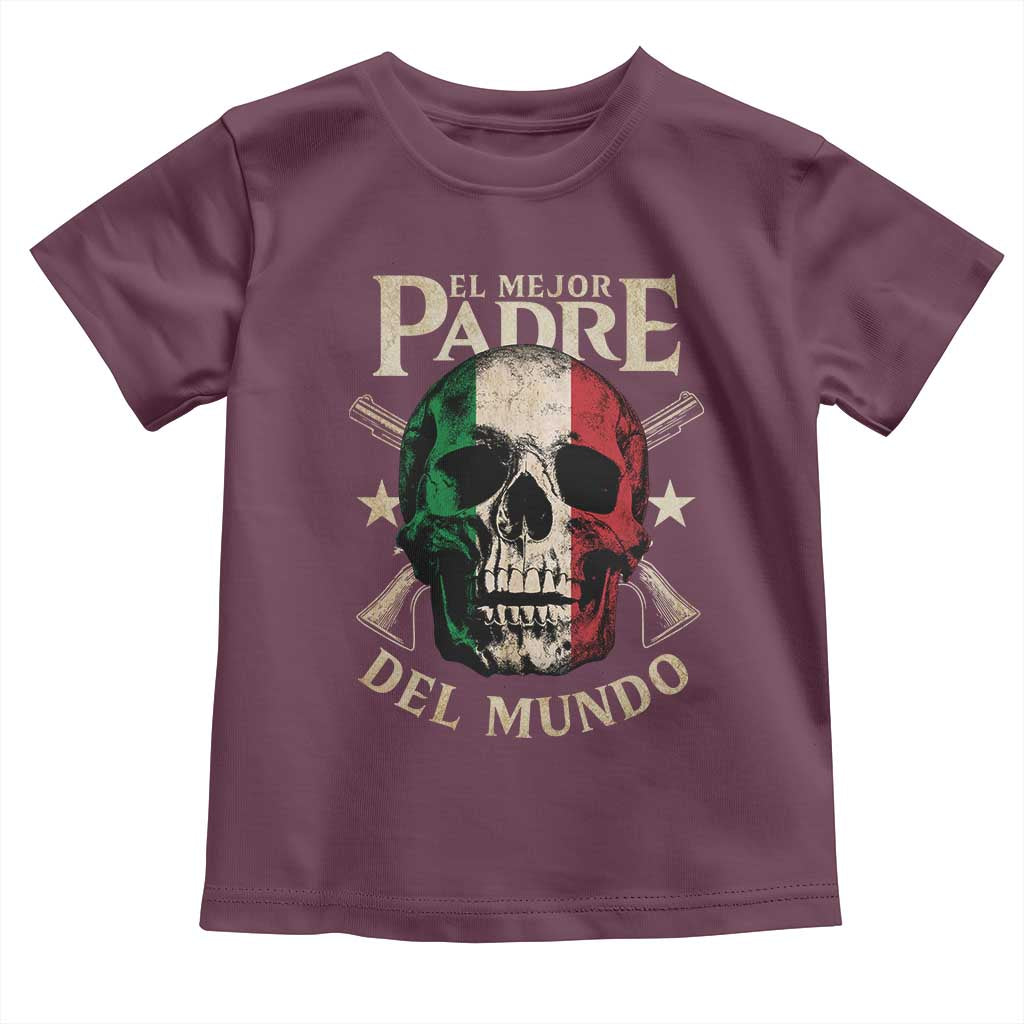 Funny Italian Dad Toddler T Shirt El Mejor Padre Del Mundo Skull Father's Day TS11 Maroon Print Your Wear