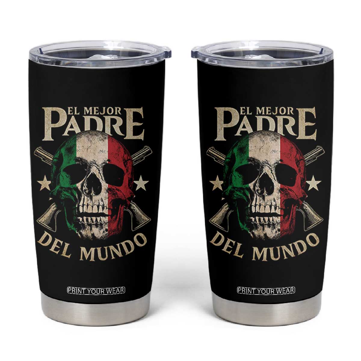 Funny Italian Dad Tumbler Cup El Mejor Padre Del Mundo Skull Fathers Day TS11 Black Print Your Wear