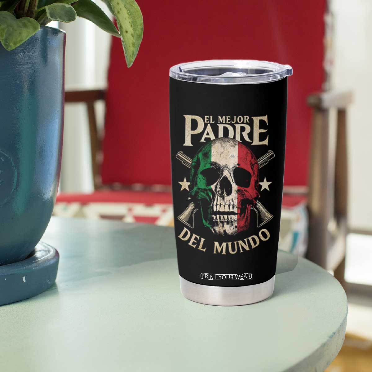 Funny Italian Dad Tumbler Cup El Mejor Padre Del Mundo Skull Fathers Day TS11 Print Your Wear