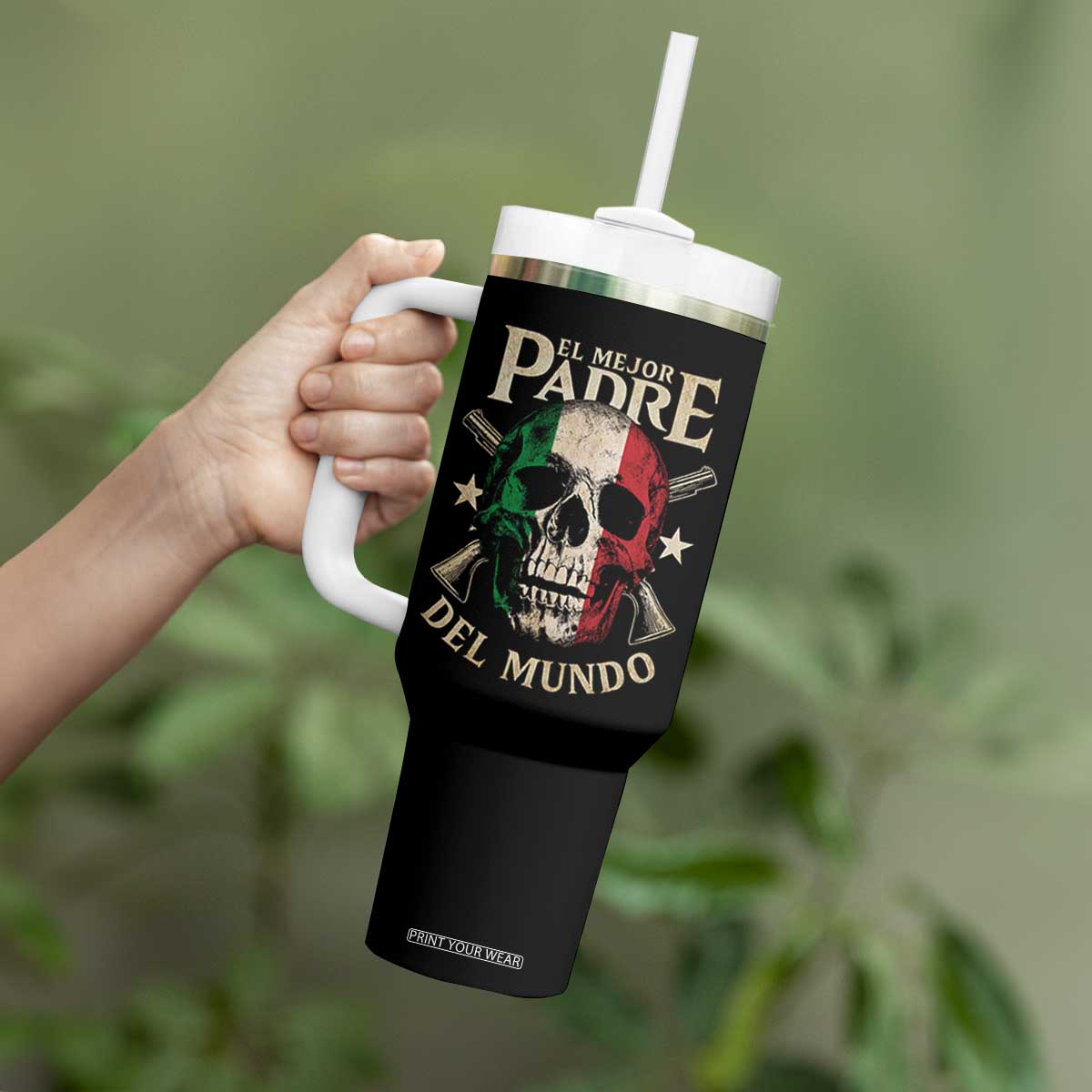 Funny Italian Dad Tumbler With Handle El Mejor Padre Del Mundo Skull Fathers Day TS11 Print Your Wear