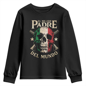 Funny Italian Dad Youth Sweatshirt El Mejor Padre Del Mundo Skull Fathers Day TS11 Black Print Your Wear