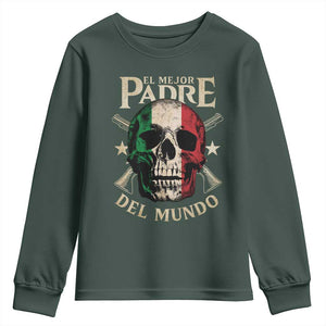 Funny Italian Dad Youth Sweatshirt El Mejor Padre Del Mundo Skull Fathers Day TS11 Dark Forest Green Print Your Wear