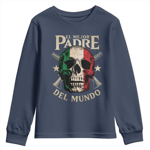 Funny Italian Dad Youth Sweatshirt El Mejor Padre Del Mundo Skull Fathers Day TS11 Navy Print Your Wear