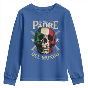 Funny Italian Dad Youth Sweatshirt El Mejor Padre Del Mundo Skull Fathers Day TS11 Royal Blue Print Your Wear