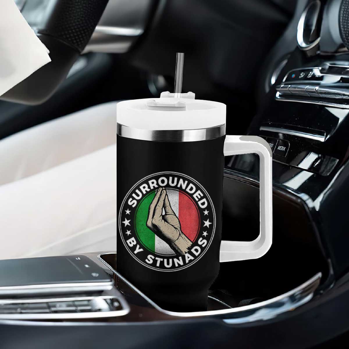Funny Italian Slang Tumbler With Handle Surrounded By Stunads Che Vuoi TS11 Print Your Wear