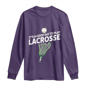 Funny It's A Good Day To Play Lacrosse Lax Long Sleeve Shirt TS11 Purple Print Your Wear