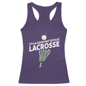 Funny It's A Good Day To Play Lacrosse Lax Racerback Tank Top TS11 Purple Print Your Wear