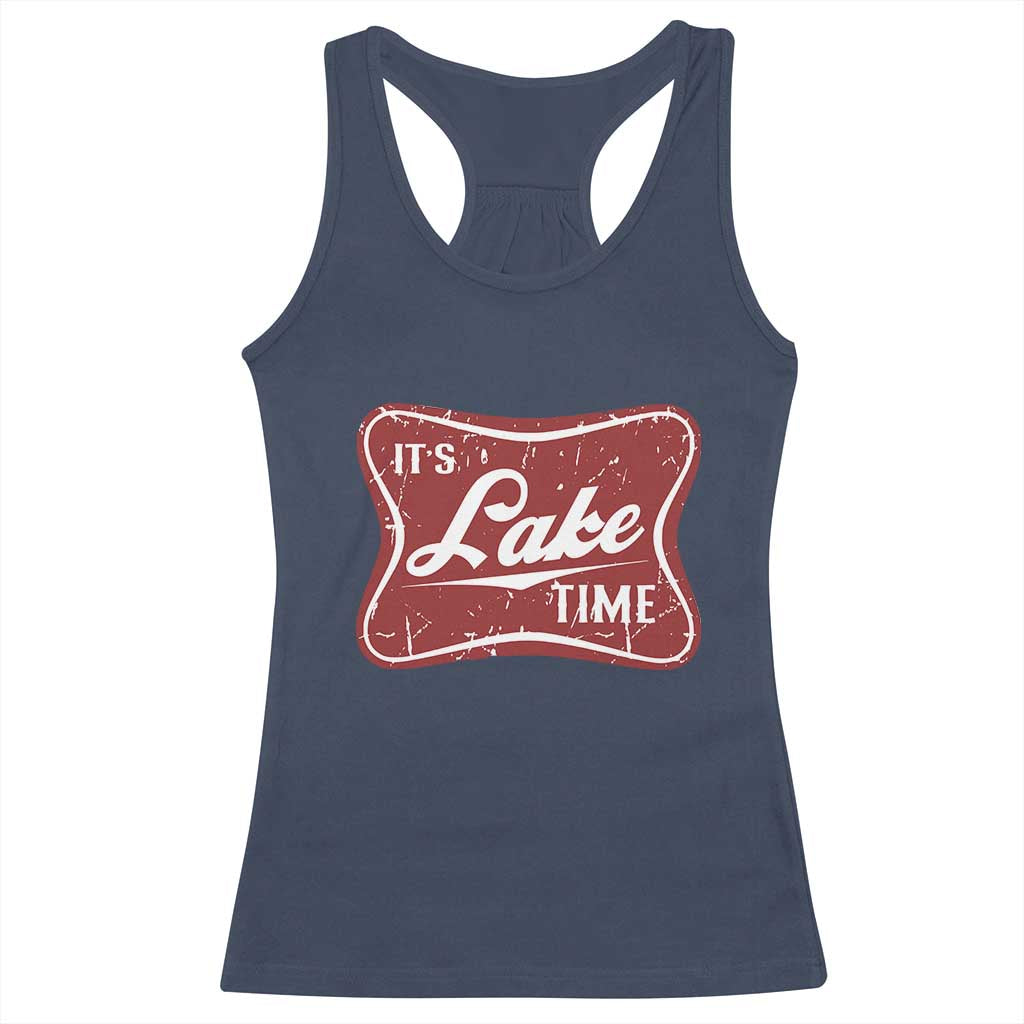 Funny It's Lake Time Racerback Tank Top Lake Life Summer Vacation TS11 Navy Print Your Wear